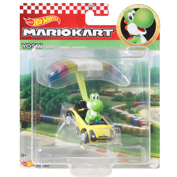 Hot Wheels Mario Kart: Yoshi in Standard Kart With Parafoil Toys & Games Mattel