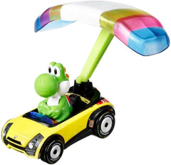 Hot Wheels Mario Kart: Yoshi in Standard Kart With Parafoil Toys & Games Mattel
