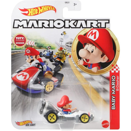 Hot Wheels Mario Kart: Baby Mario Standard Kart Vehicle Toys & Games Mattel