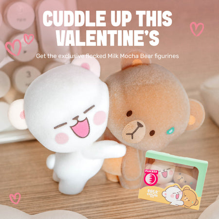 Milk Mocha Bear x Shopville Exclusive: Milk Mocha Hugging Figurine - Fuzzy Flocked Cute Edition [Limited to 1000 Copies!] Toys & Games Milk Mocha Bear