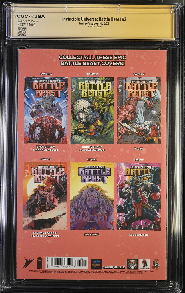 Invincible Universe Battle Beast: #2 [Ottley/Rachta CGC 9.4 Shopville Exclusive Rainbow Double Signature] 2025