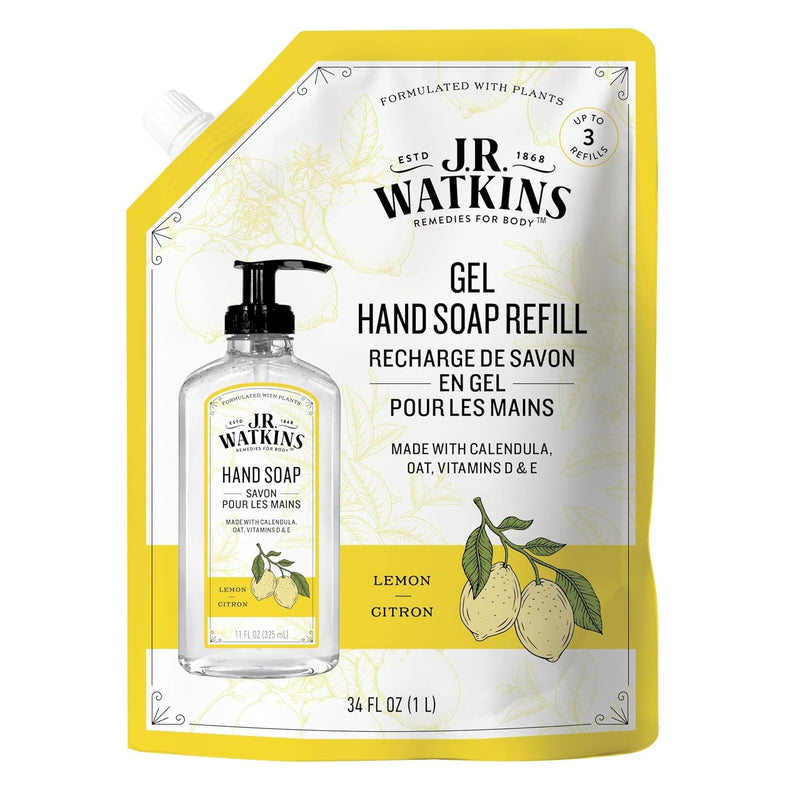 J.R. Watkins Lemon Gel Hand Soap Refill -34 Fl Oz [Beauty] Beauty J.R. Watkins   