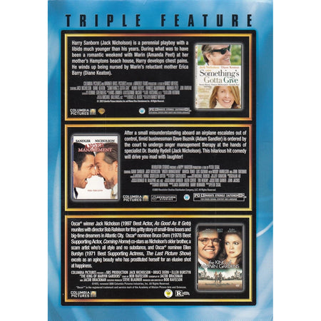 Jack Nicholson Triple Feature: Something's Gotta Give / Anger Management / The King Of Marvin Gardens [DVD] DVD Movie Columbia Pictures   