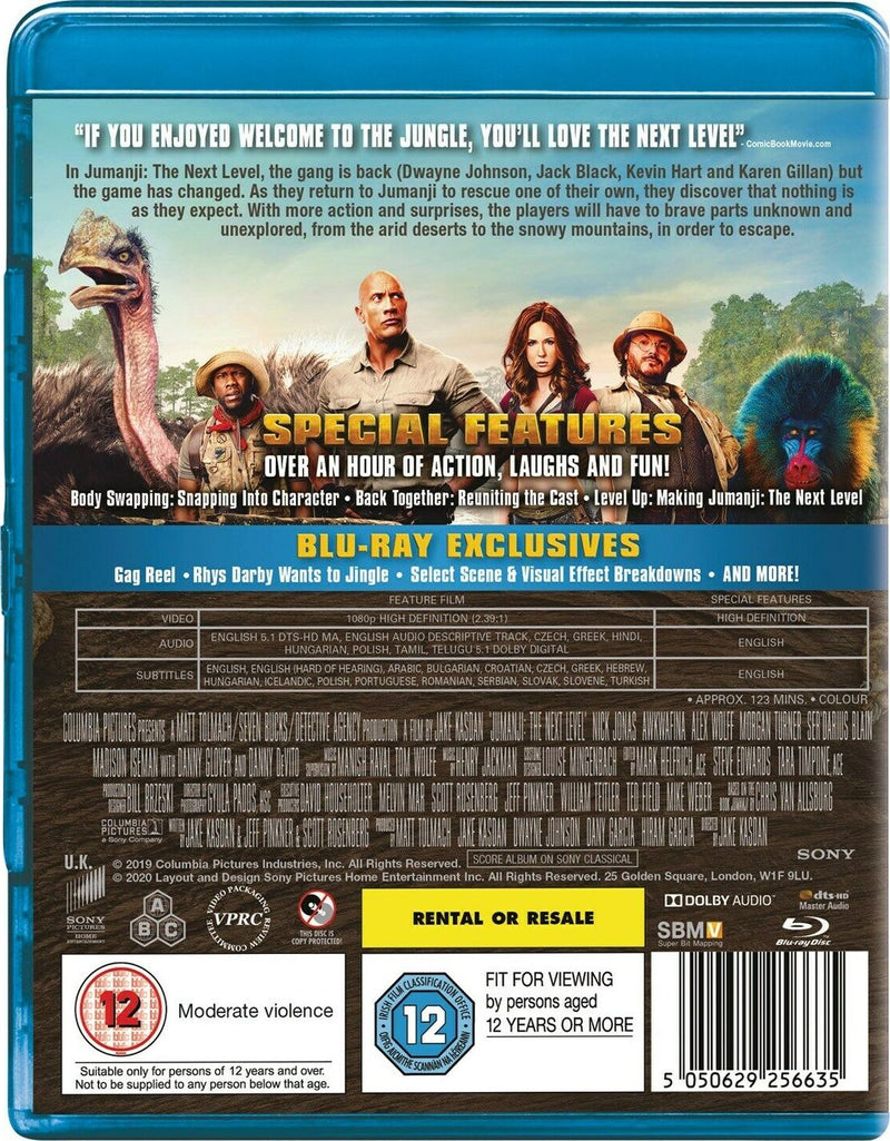 Jumanji: The Next Level [Blu-Ray] Blu-Ray Movie Sony Pictures