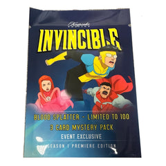 2025 Invincible Season 1 Keepsake Premiere Edition Blood Splatter - Limited to 100 3 Card Mystery Pack Memorabilia Keepsake