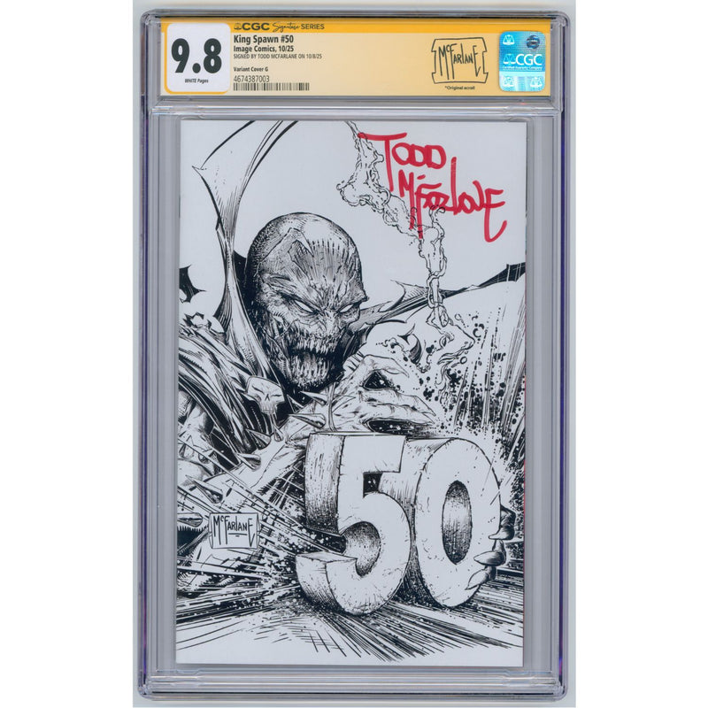 King Spawn: #50 [Todd McFarlane Signed B&W CVR G CGC 9.8 - 1:250] 2025 Comics Image Comics