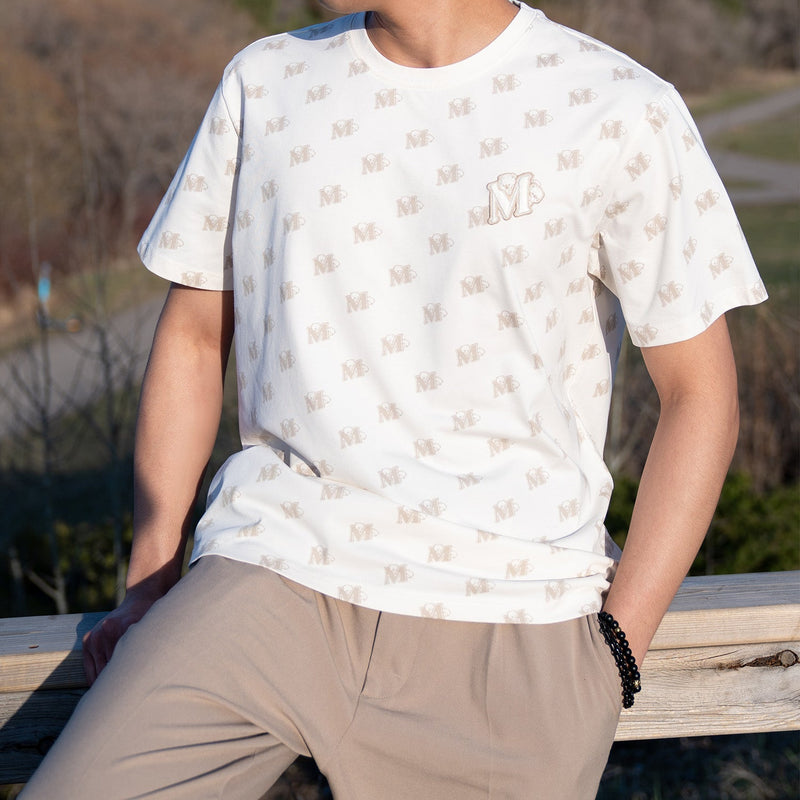 Giordano X Milk Mocha Bear: Monogram (Beige) T-Shirts Milk Mocha Bear
