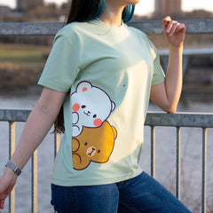 Giordano X Milk Mocha Bear: Side Peek-a-Boo T-Shirts Milk Mocha Bear