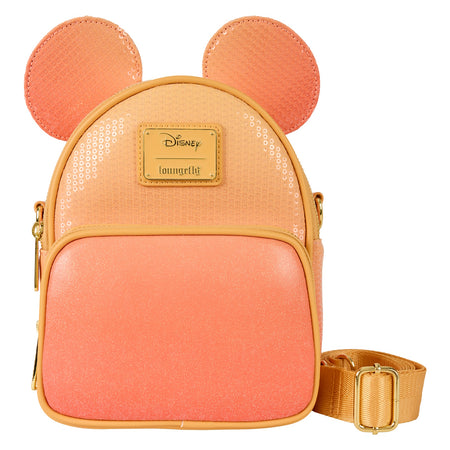 Loungefly: Mickey Mouse Glitter Sequin Convertible Mini Backpack & Crossbody Bag Clothing and Apparel Loungefly