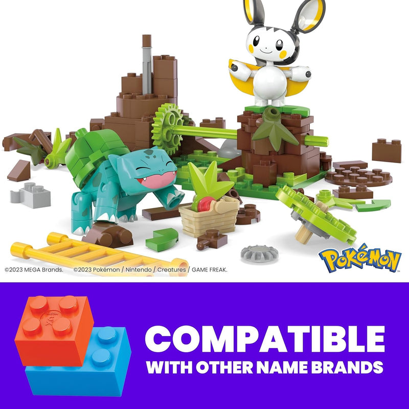 MEGA Pokemon: Emolga and Bulbasaur’s Charming Woods with 194 Pieces Toys & Games Mattel