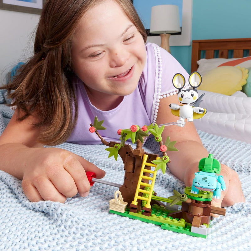 MEGA Pokemon: Emolga and Bulbasaur’s Charming Woods with 194 Pieces Toys & Games Mattel