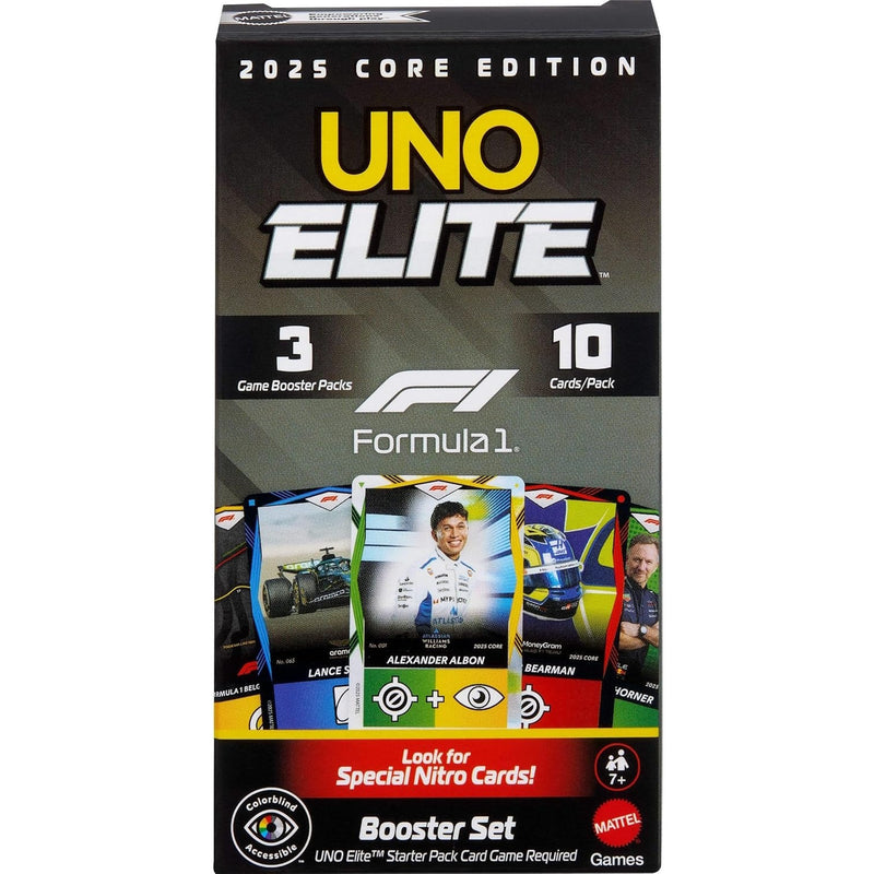 UNO Elite: Formula 1 2025 Core Edition Booster Set Board Game Mattel