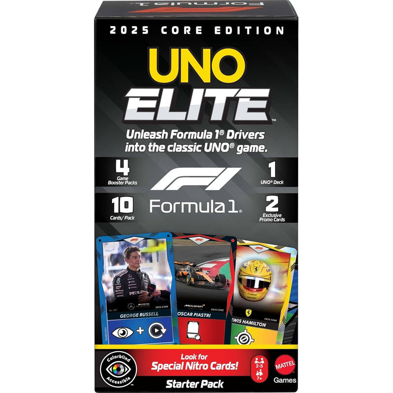 UNO Elite: Formula 1 2025 Core Edition Starter Pack Board Game Mattel