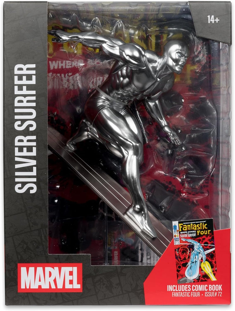 Marvel Silver Surfer: 1:6th Scale Collectible - w/ Comic Book Fantastic Four #72 Toys & Games McFarlane Toys