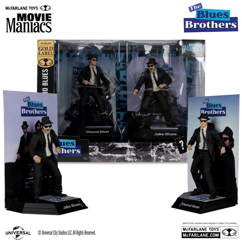 McFarlane Toys: Movie Maniacs - The Blues Brothers Jake and Elwood Blues Posed Figure 6" Figure Gold Label Toys & Games McFarlane Toys