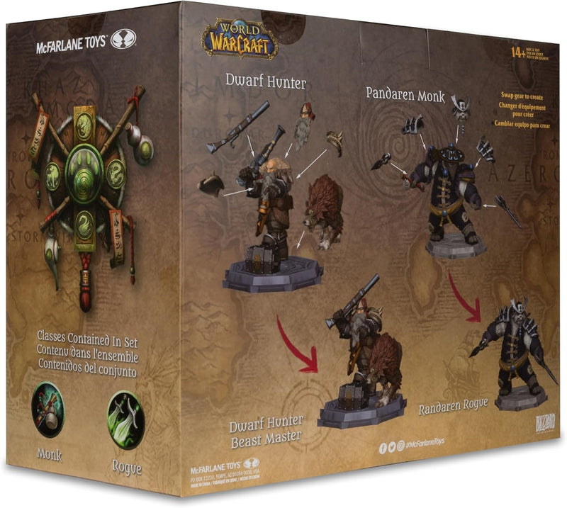 World of Warcraft: Dwarf Hunter Beastmaster/Marksman and Pandaren Monk/Rogue - 2-Pack 1:12 Scale Figure Toys & Games McFarlane Toys