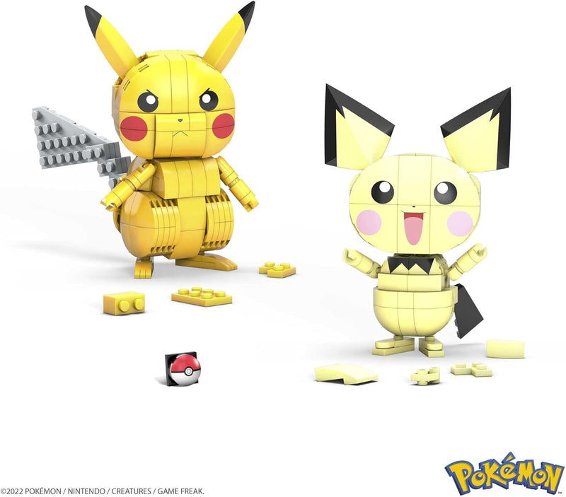 MEGA Pokemon: Build & Show Pichu, Pikachu and Raichu Evolution Trio - 621 Piece Building Set Toys & Games Mattel