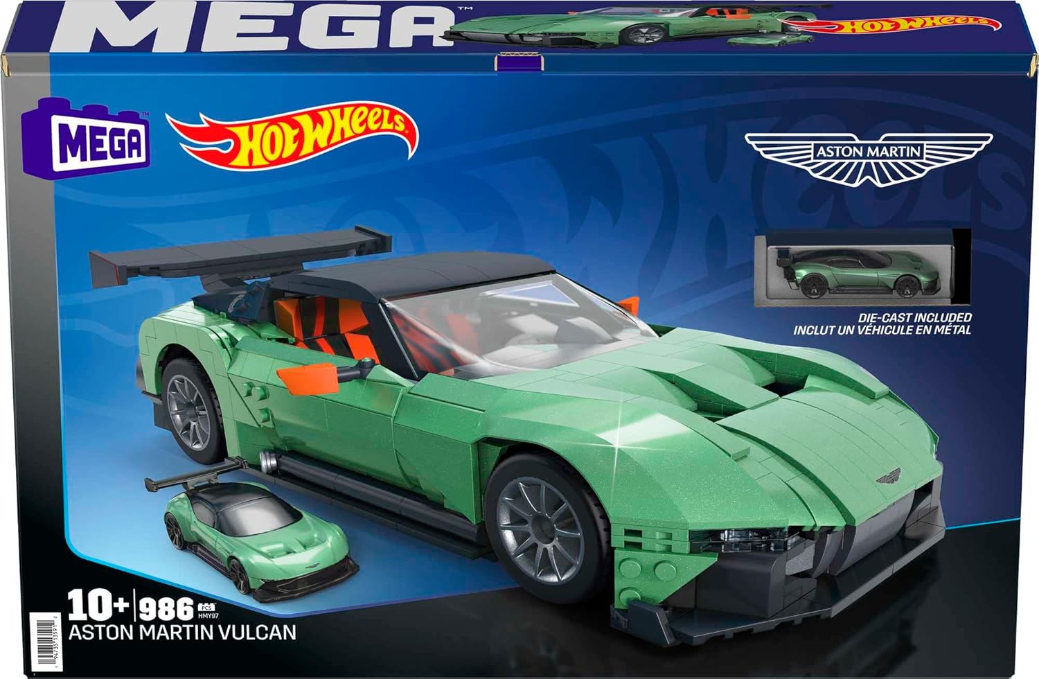 MEGA Hot Wheels Aston Martin Vulcan 986 Piece Building Set Shopville