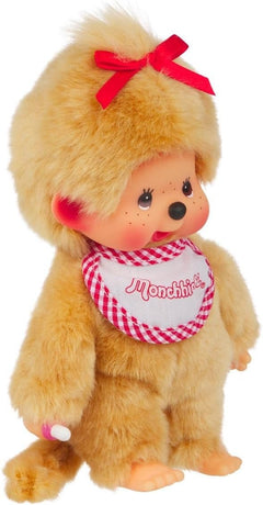 Monchhichi: Beige Girl Plush Toy - Red Bib Toys & Games Monchhichi