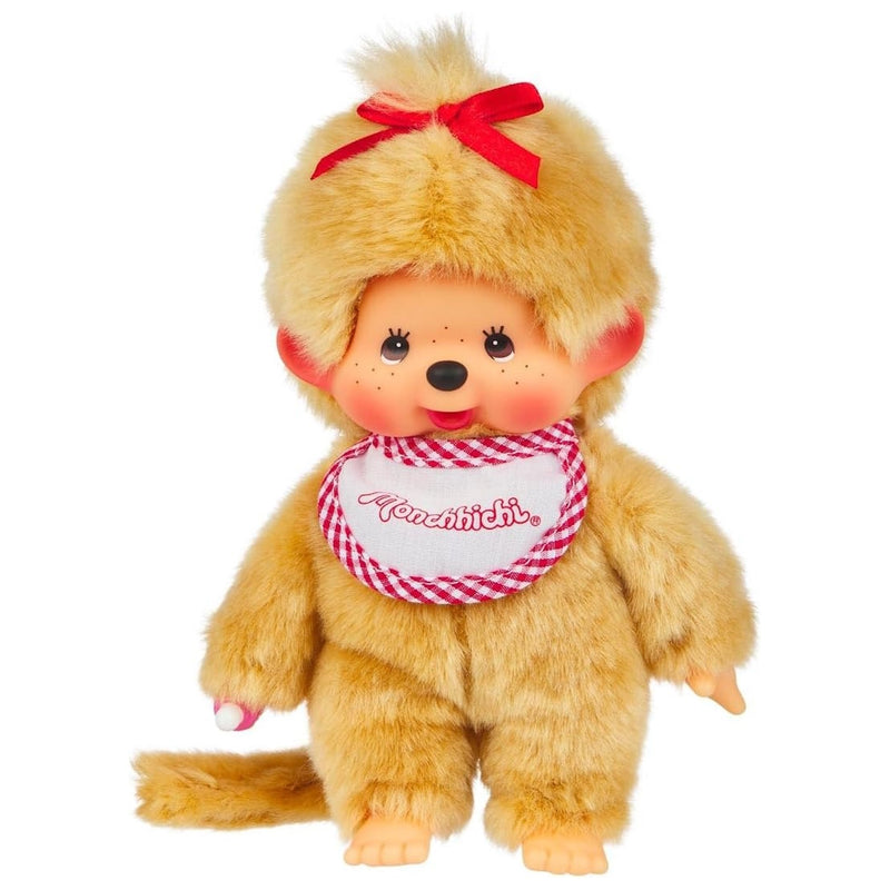 Monchhichi: Beige Girl Plush Toy - Red Bib Toys & Games Monchhichi