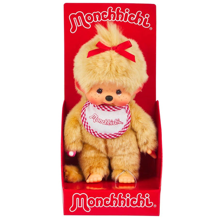 Monchhichi: Beige Girl Plush Toy - Red Bib