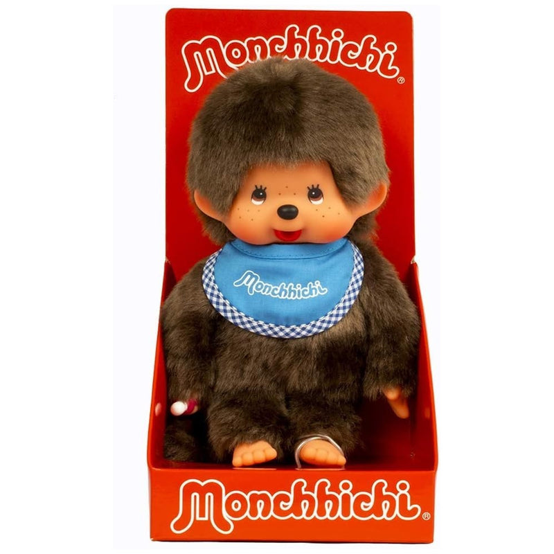 Monchhichi Classic Plush Toy - Boy Blue Bib Toys & Games Monchhichi