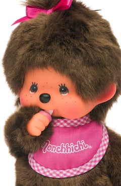 Monchhichi: Standard Girl Pink Bib 8" Plush - Authentic Japan Toys & Games Monchhichi