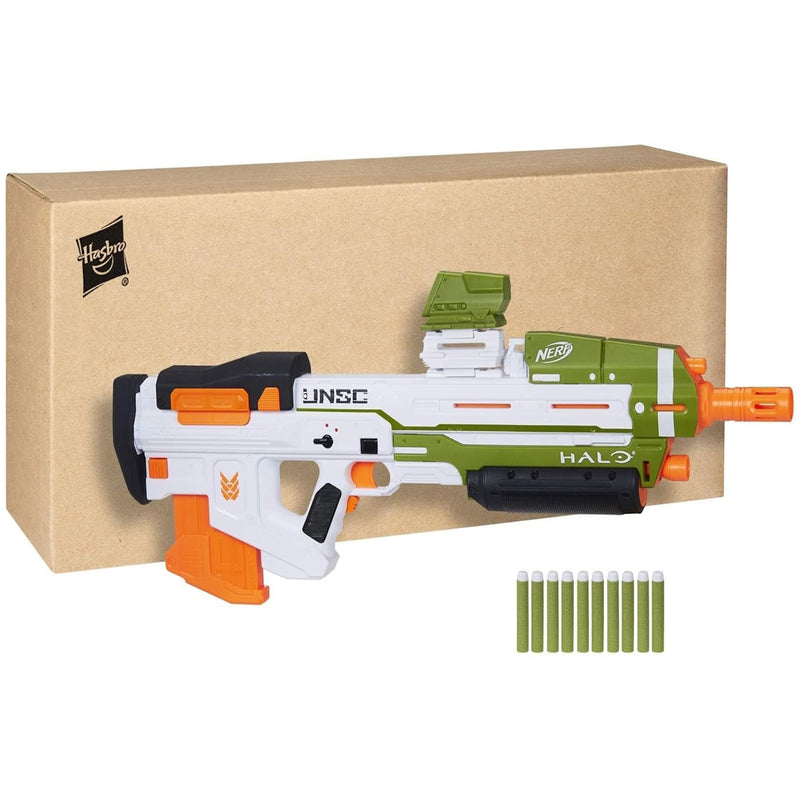 Nerf: Halo MA40 Motorized Dart Blaster - Includes Removable 10-Dart Clip, 10 Official Nerf Elite Darts, and Attachable Rail Riser Toys & Games Hasbro