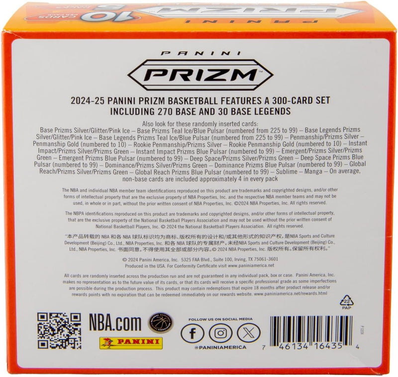 Panini 2024-25 NBA Prizm Basketball Trading Card Mega Box (5 packs) Sports Cards Panini