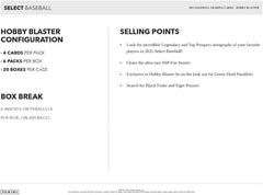 Panini 2025 Select Baseball Trading Card Hobby Blaster Box (6 packs) Sports Cards Panini