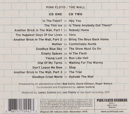 Pink Floyd's: The Wall 2CD [Audio CD] Music (CD) Pink Floyd Records