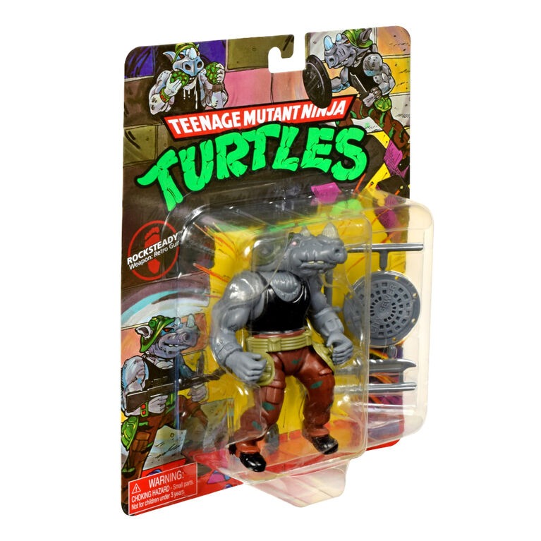 Teenage Mutant Ninja Turtles - Classic Retro Gun Rocksteady - 5" Figure Toys & Games Playmates