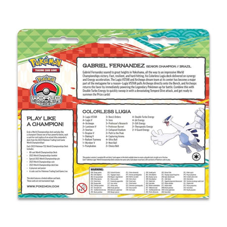 Pokemon TCG: 2023 World Championships Deck Gabriel Fernandez Colorless Lugia Card Game Pokemon   