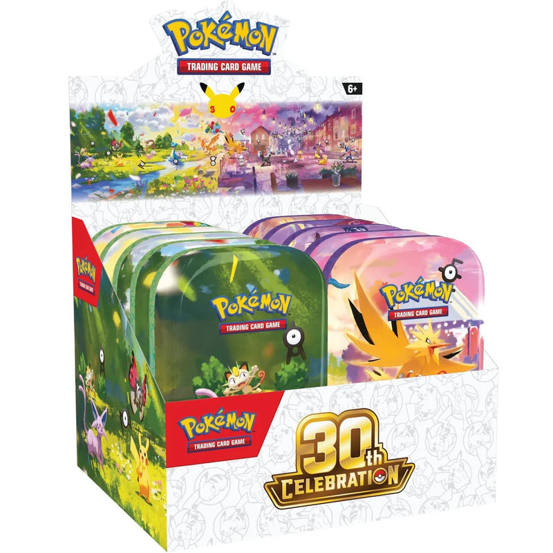 Pokemon TCG: 30th Celebration Mini Tin Display Box - 10 Tins