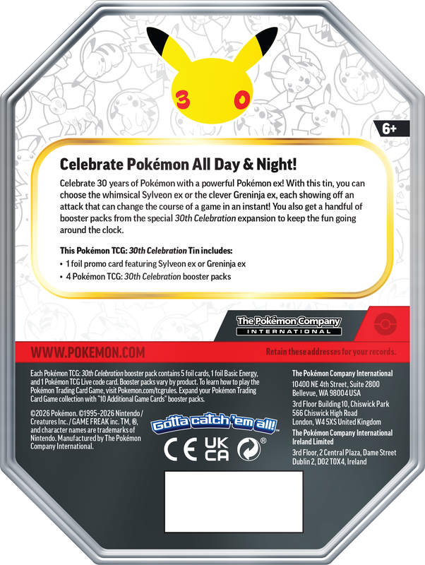 Pokemon TCG: 30th Celebration Greninja ex Tin