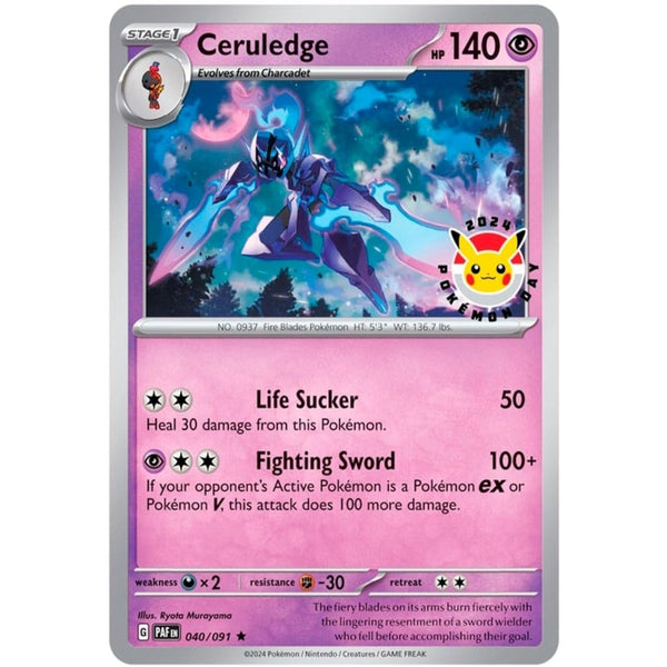 Pokemon TCG: Ceruledge Pokemon Day 2024 Stamped Promo Card 040/091 Shopville Pokemon TCG: Ceruledge Pokemon Day 2024 Stamped Promo Card 040/091 Shopville