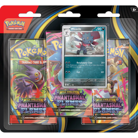 Pokemon TCG: Mega Evolution - Phantasmal Flames 3 Booster Blister - Weavile Card Game Pokemon