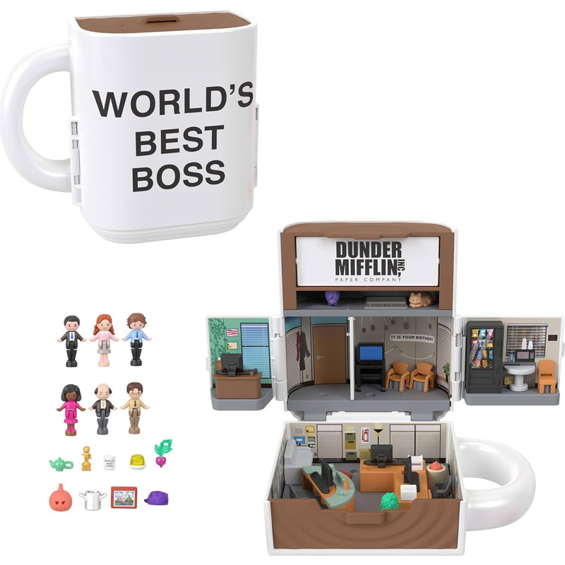 Polly Pocket X The Office Compact Playset - 6 Character Dolls & 9 Accessories Toys & Games Mattel