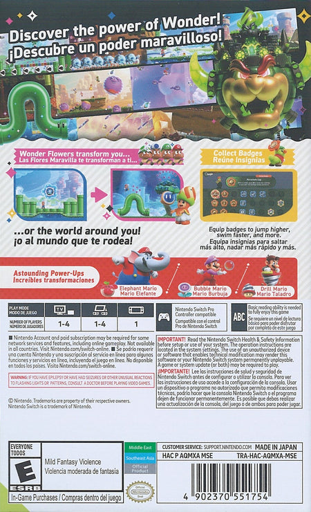 Super Mario Bros. Wonder [Nintendo Switch] Nintendo Switch Video Game Nintendo