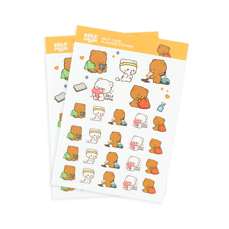 milkmochabear: Self-Care Planner Sticker Sheets Decorative Stickers Milkmochabear   