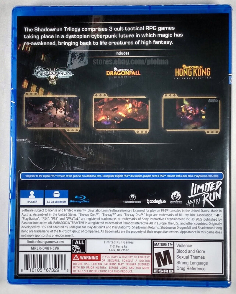 Shadowrun Trilogy - Limited Run Games #481 [PlayStation 4] PlayStation 4 Video Game Limited Run Games