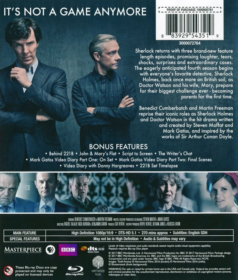 Sherlock: Season Four [Blu-Ray] Blu-Ray Box Set / Series BBC   