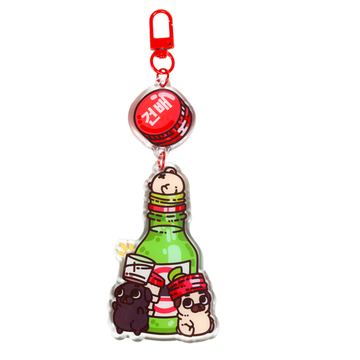 Soju Shot Mini Puglies Acrylic Keychain Accessory Puglie Mart