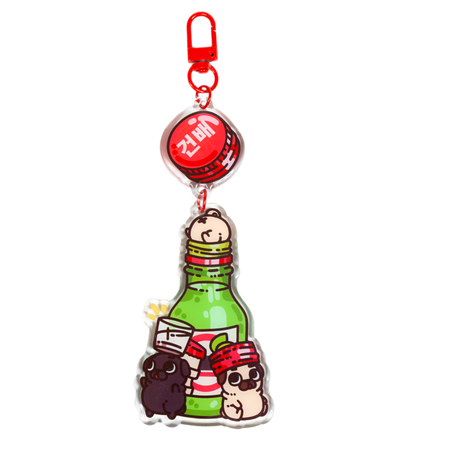 Soju Shot Mini Puglies Acrylic Keychain Accessory Puglie Mart