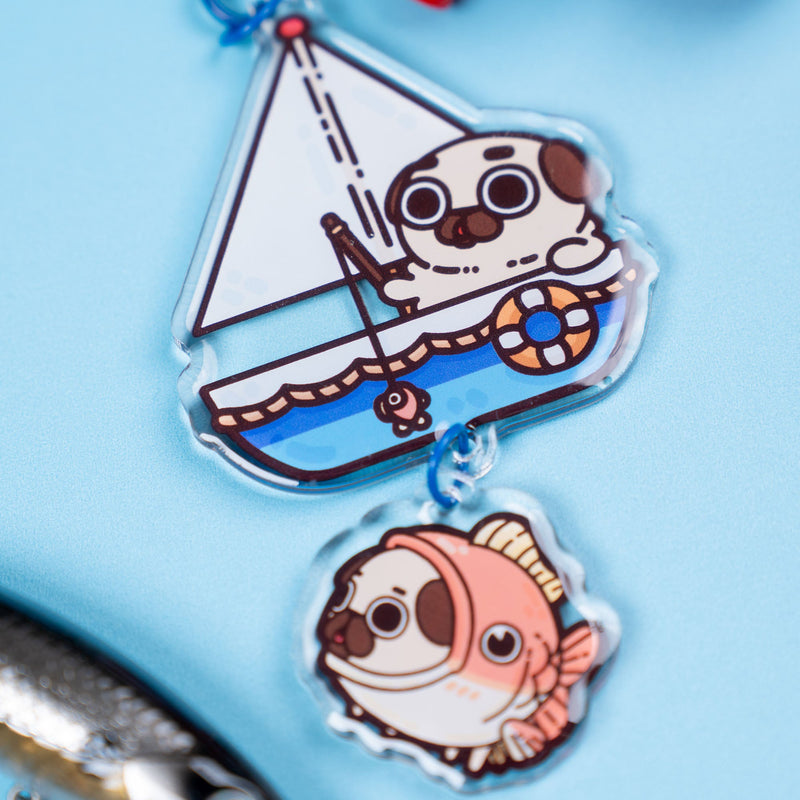 Gone Fishing Puglie Acrylic Keychain Accessory Puglie Mart