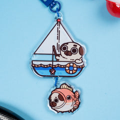 Gone Fishing Puglie Acrylic Keychain Accessory Puglie Mart