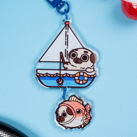 Gone Fishing Puglie Acrylic Keychain Accessory Puglie Mart
