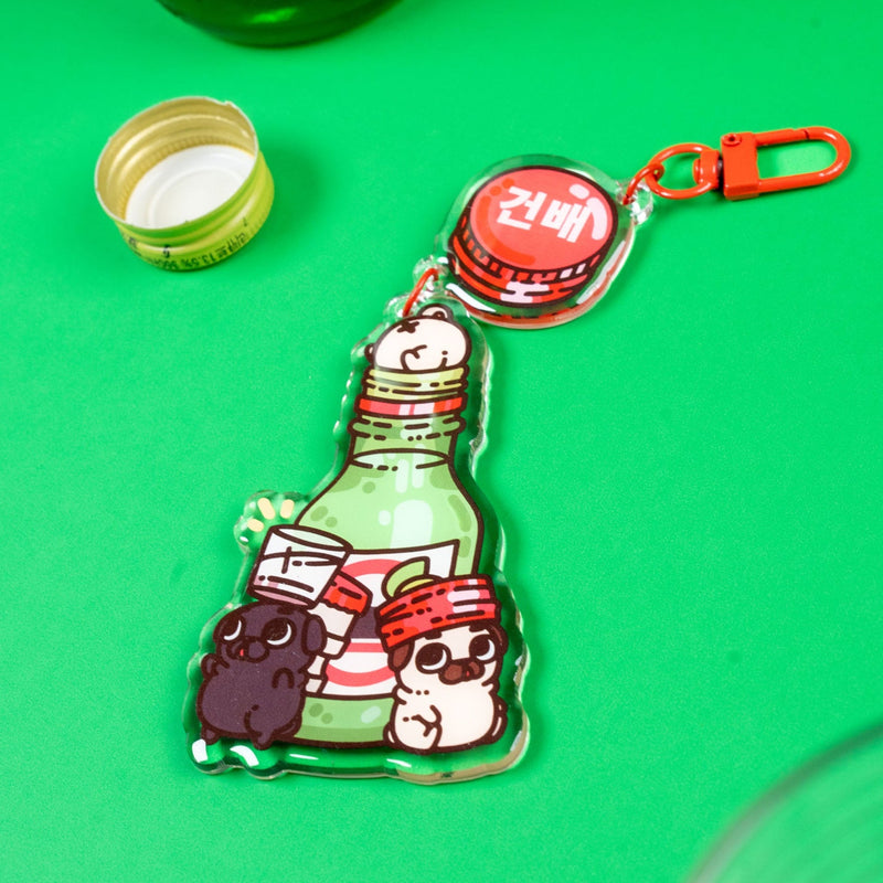 Soju Shot Mini Puglies Acrylic Keychain Accessory Puglie Mart
