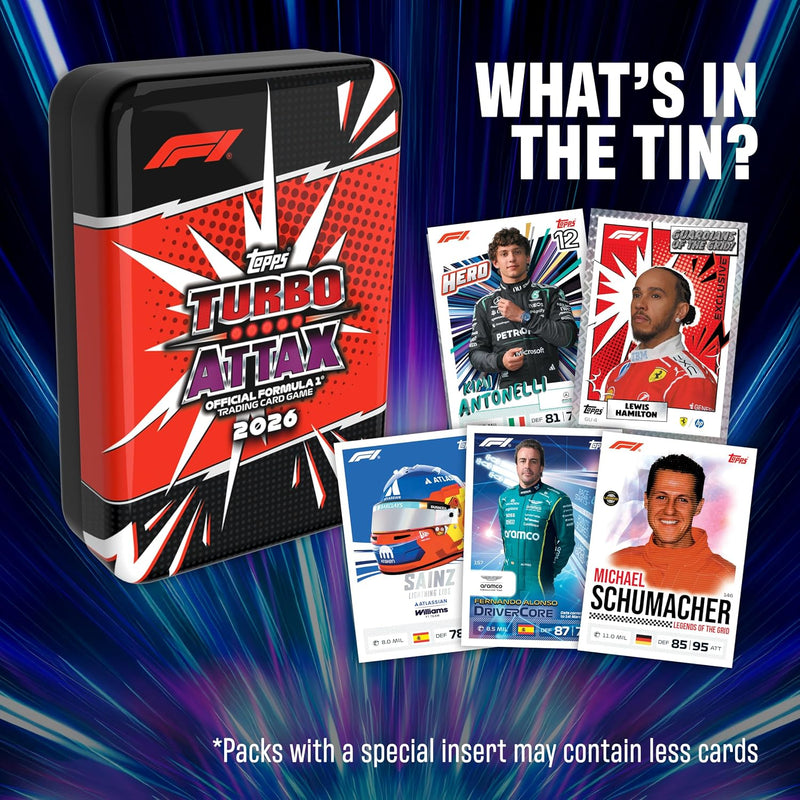 Topps: 2026 Turbo Attax Formula 1 Mega Tin Guardians Of The Grid Tin (4 Packs)