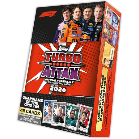 Topps: 2026 Turbo Attax Formula 1 Mega Tin Guardians Of The Grid Tin (4 Packs)